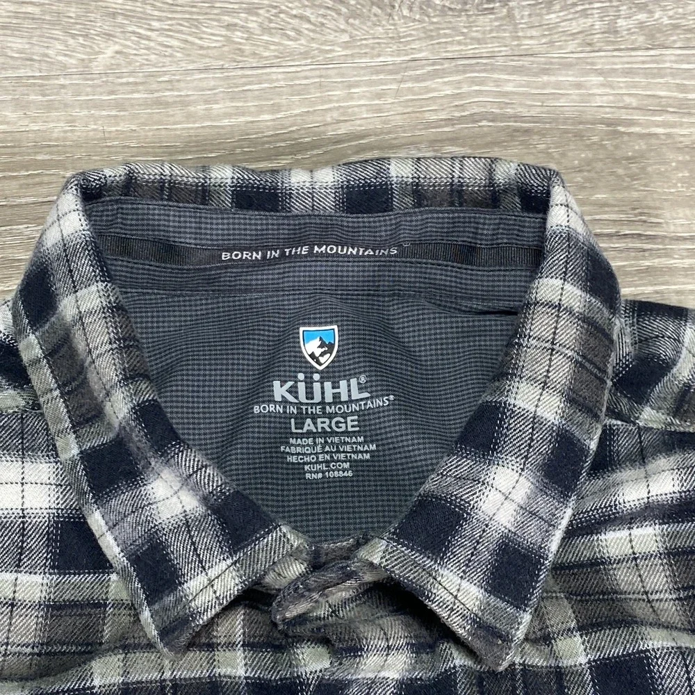 Kuhl Men's‎ Dillingr Flannel Shirt Long Sleeve Outdoor Hiking Metal Button Flap